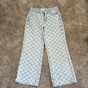 Love Cult Blue Checkered Jeans Wide leg